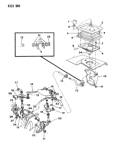 1986 Dodge Charger Controls, Gearshift Diagram