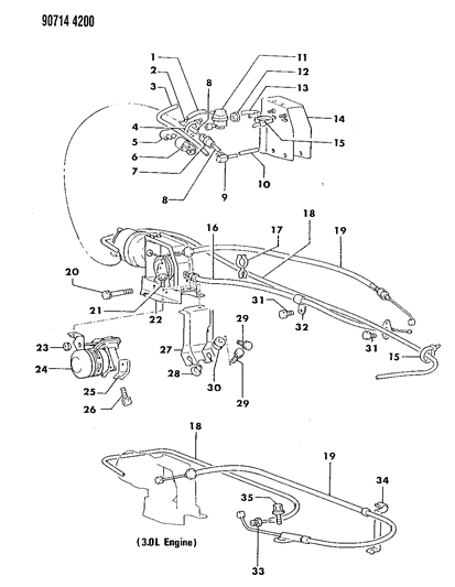 1990 Dodge Ram 50 Speed Control - Factory Installation Diagram