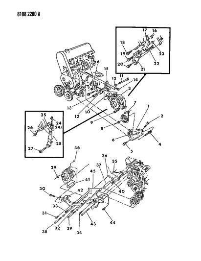 1988 Dodge 600 Alternator & Mounting Diagram