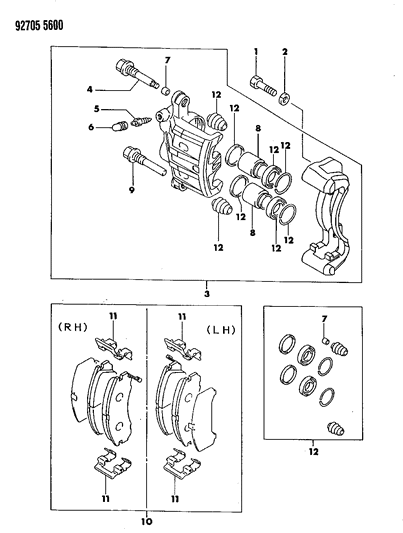 1992 Dodge Stealth Front Brakes Diagram 2