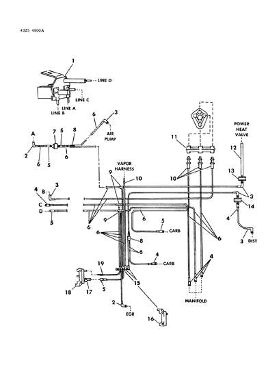 1984 Dodge Ram Wagon EGR Hose Harness Diagram 10