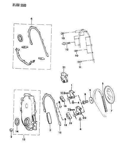 1986 Jeep Cherokee Timing Cover & Intermediate Shaft Diagram 1