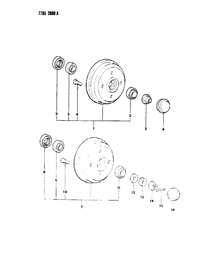 1987 Dodge Colt Brake Drum & Bearings, Rear Diagram