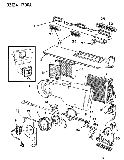 1992 Chrysler Town & Country Rear A/C & Heater Unit Diagram
