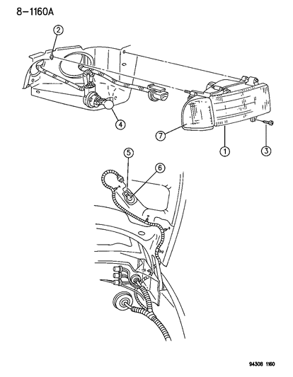 1995 Dodge Ram 3500 Lamps - Front End Diagram