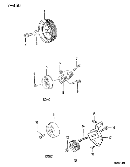 1996 Dodge Stealth Bolt-TENSIONER PULLEY Mounting Diagram for MF241886