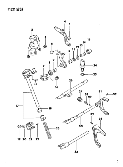 1991 Dodge Colt Control, Shift Diagram 1