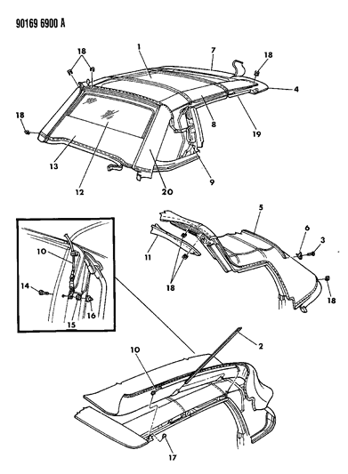 1990 Chrysler LeBaron GTC Convertible Top Diagram