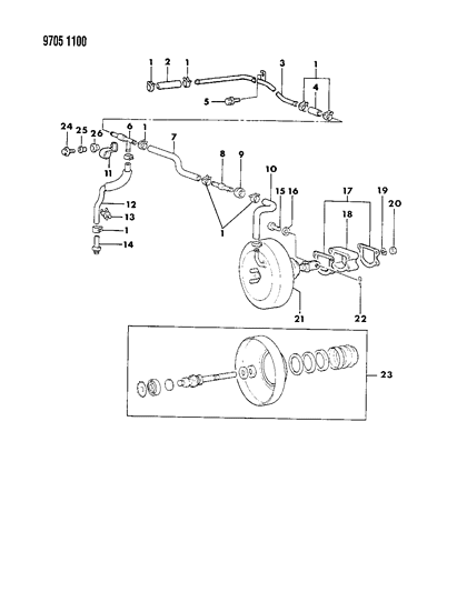 1989 Chrysler Conquest Booster, Power Brake Diagram