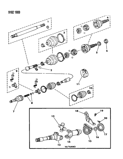 1989 Chrysler LeBaron GTC Shaft - Front Drive Diagram