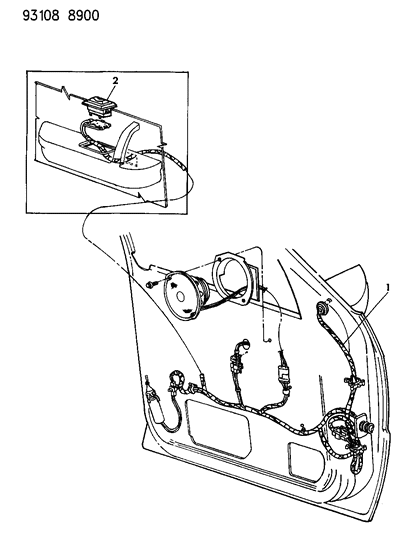 1993 Dodge Shadow Wiring & Switches - Front Door Diagram