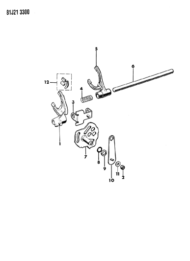 1986 Jeep Wrangler Shift Forks, Rails And Shafts Diagram 4