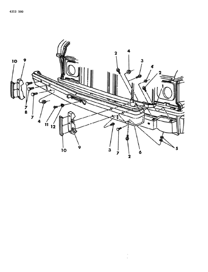 1984 Dodge Ram Van Bumper Front Diagram 1