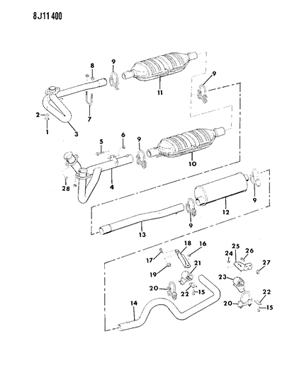 1988 Jeep J20 Exhaust System Diagram