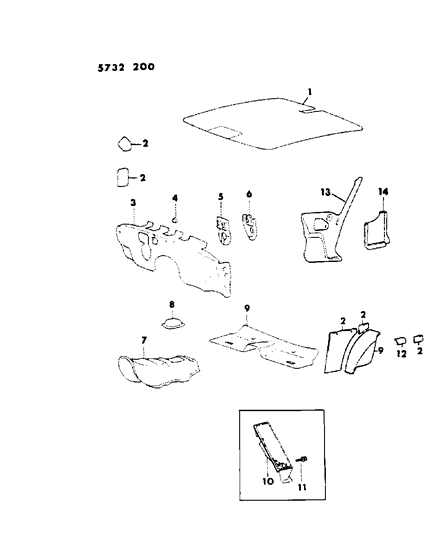 1986 Dodge Conquest Silencer & Pads Interior Diagram