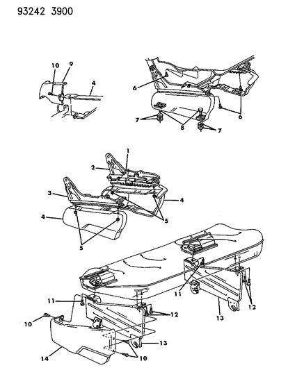 1993 Chrysler Town & Country Risers - Seat Rear Diagram