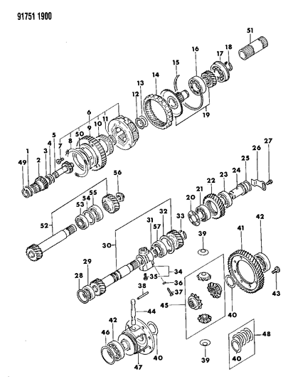 1991 Dodge Stealth Gear-Automatic Transmission T/F IDLER Diagram for MD751573