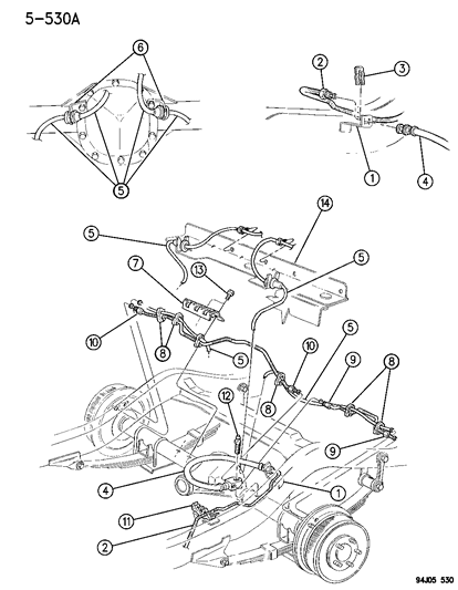 1994 Jeep Wrangler Brake Lines & Hoses (Rear) Diagram