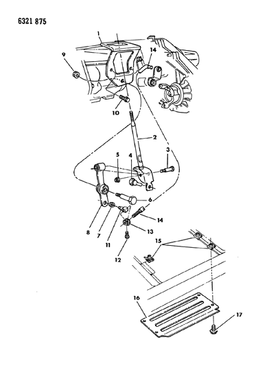 1987 Dodge Dakota Controls & Mounting, Transfer Case Diagram