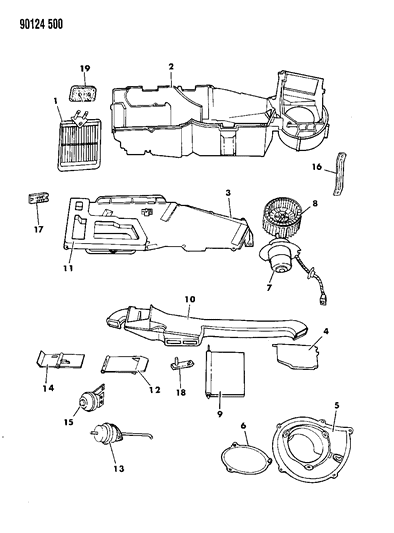 1990 Chrysler Town & Country Heater Unit Diagram 1