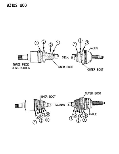 1993 Dodge Spirit Shaft - Major Component Listing Diagram