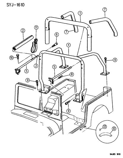 1994 Jeep Wrangler Sport Bar Wrangler Diagram