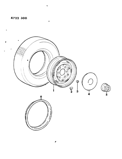 1984 Dodge Ram 50 Wheels & Covers Diagram 2