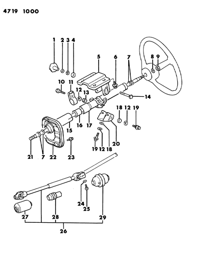 1984 Dodge Ram 50 Column, Power Steering Diagram 1