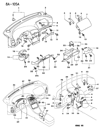 1996 Dodge Avenger Air Bag Module Brown Diagram for MR250886