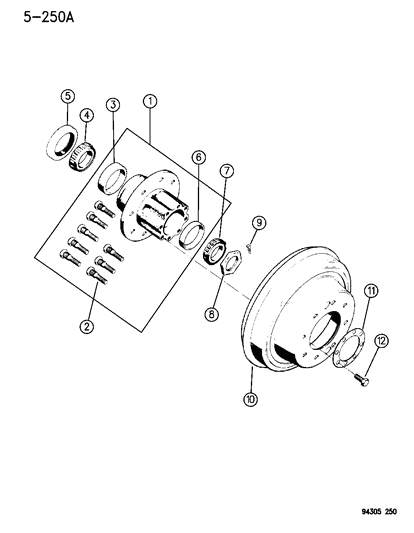 1996 Dodge Ram 3500 Drums And Bearing, Rear Brake Diagram