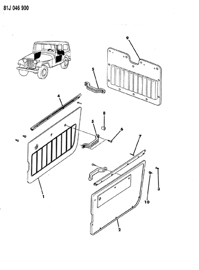 1984 Jeep Wrangler Door Trim Panel Full Hard Doors Diagram 1