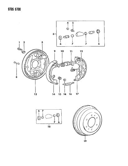 1989 Dodge Raider Brake, Rear Drum Diagram