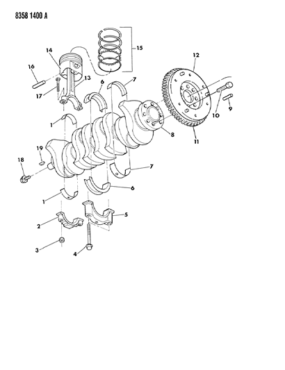 1989 Dodge Dakota Crankshaft , Pistons And Torque Converter Diagram 1