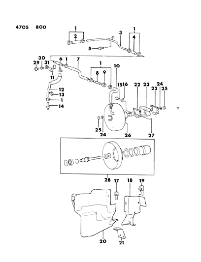 1984 Dodge Colt Booster, Power Brake Diagram 1