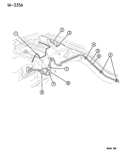 1995 Jeep Cherokee Fuel Lines, Rear Diagram 1