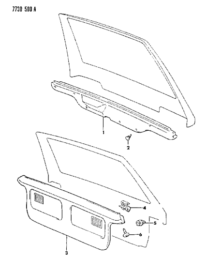 1988 Dodge Colt Lift Gate Trim Diagram