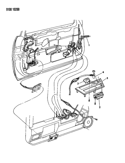 1989 Chrysler LeBaron GTC Wiring & Switches - Front Door Diagram