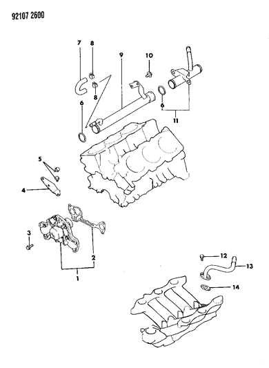 1992 Dodge Dynasty Water Pump & Related Parts Diagram 2