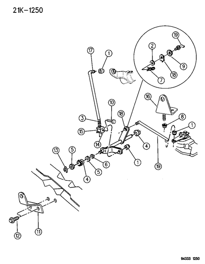 1996 Dodge Ram 2500 Controls , Gearshift , Lower Diagram 2