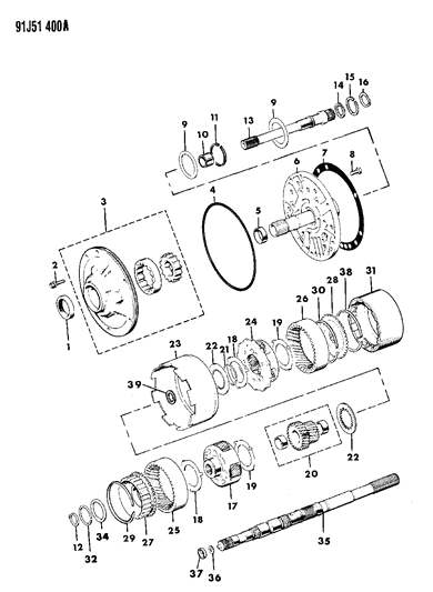 1993 Jeep Wrangler Oil Pump & Gear Train Diagram