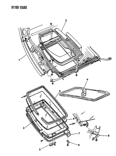 1991 Chrysler Town & Country Sunroof Diagram 1