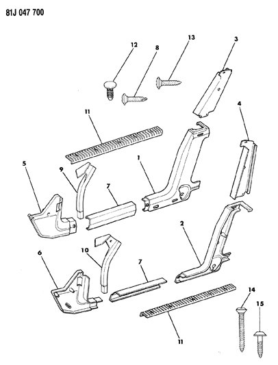 1984 Jeep Wagoneer Panels - Interior Trim, Front Diagram 1