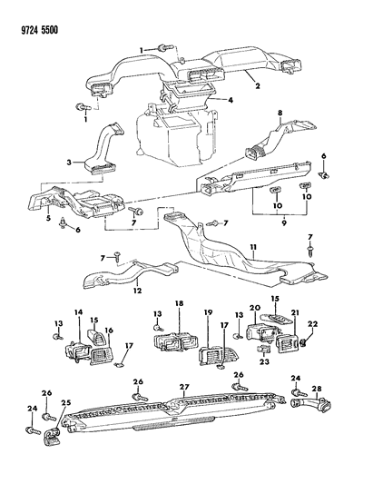 1989 Dodge Colt Air Ducts & Outlets Diagram