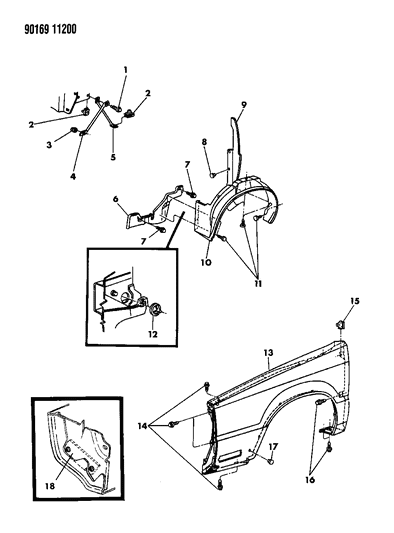 1990 Chrysler New Yorker Fender & Shield Diagram