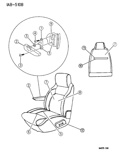 1994 Dodge Ram Wagon ARMREST and Cover Diagram for 5DH94SP8