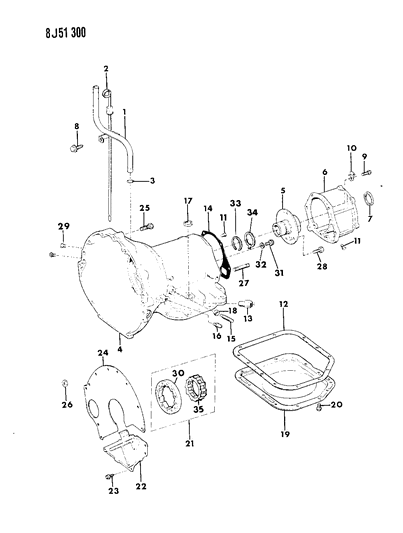 1990 Jeep Wrangler Tube-Oil Trans Filler-Auto Trans Diagram for 53002009