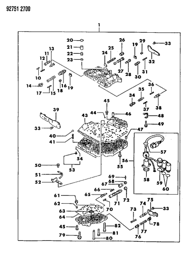 1992 Dodge Ram 50 Valve Body & Components Diagram 2