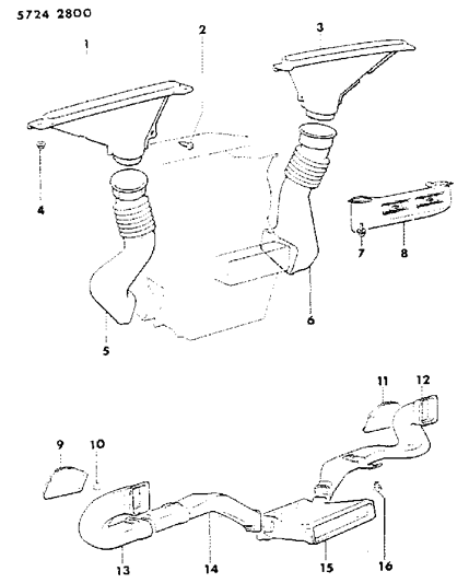1986 Dodge Ram 50 Air Ducts & Outlets Diagram