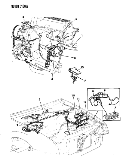 1990 Chrysler LeBaron Wiring - Engine - Front End & Related Parts Diagram