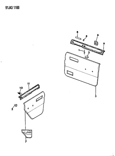 1993 Jeep Cherokee Panels - Door Trim Diagram 2